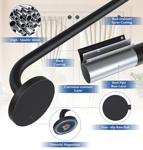 Adjustable Magnetic Curtain Rod for Metal Doors, 18-30 Inch