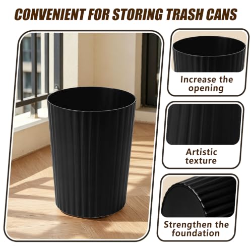 2 Gallon Black Plastic Trash Can for Bathroom, Kitchen, Office