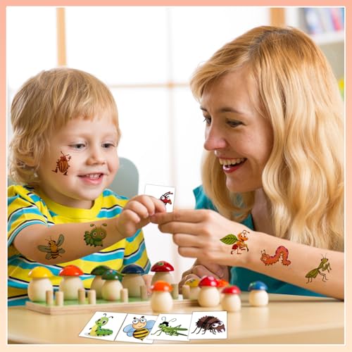 102 PCS Bug Temporary Tattoos for Kids - Waterproof Insect Stickers
