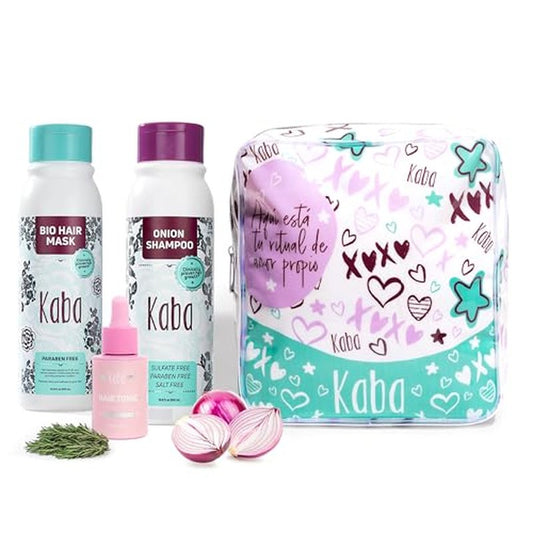 D'Luchi Hair Treatment Kit for Growth & Intense Care, Set of 3 - Complete Hair Care Set with Bag, Includes Red Onion Shampoo & Hair Tonic.