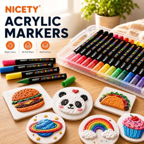 NICETY 56 Pack Magic Foam Texture Painting Kit with Acrylic Pens