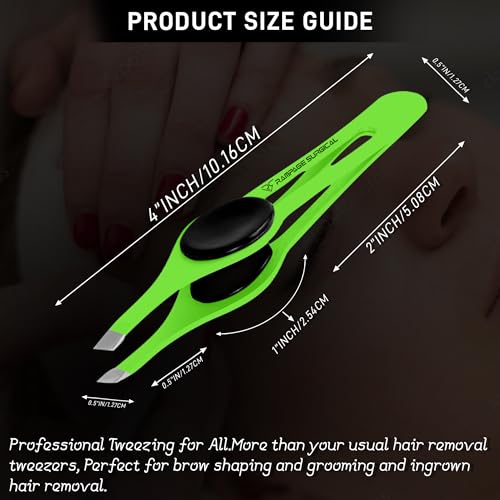 Professional Slant Tip Eyebrow Tweezers Set - Stainless Steel, Non-Slip Grip