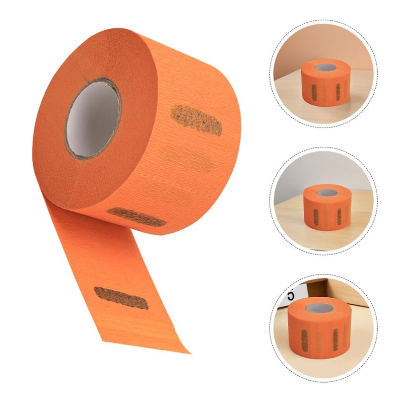 Beaupretty 5Rolls Barber Neck Strips: Disposable Stretchy Paper Neck Band for Salon Haircut, Hairdressing, Hair Dye, and Styling Accessories, Orange