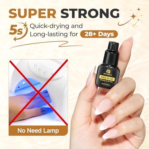 UNA GELLA Quick Dry Nail Glue for Press On Nails - 5ml (2pcs)