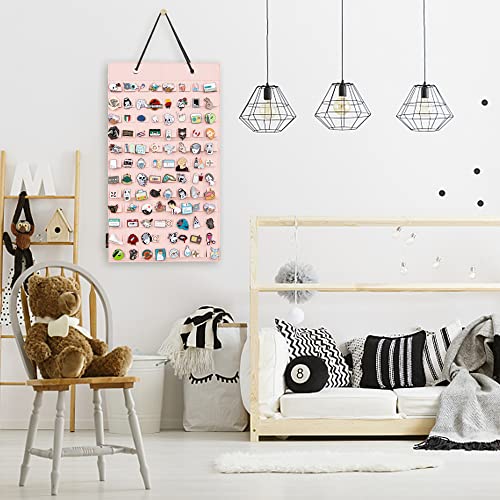 PACMAXI Hanging Brooch Pin Organizer - Holds 96 Pins, Pink