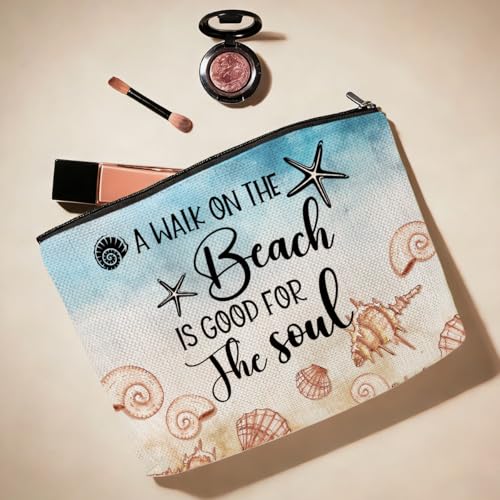 Beach Cosmetic Bag - Funny Travel Makeup Pouch for Vacation Essentials