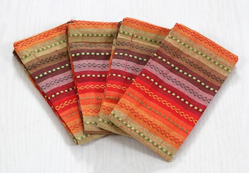 Salsa Stripe Cotton Napkin Set of 6 - 18x18 inch Multicolor Dinner Napkins