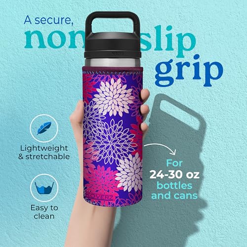 Koverz Neoprene Water Bottle Insulator for 24-30 oz Bottles - Violet Whimsy