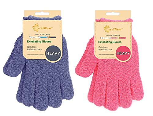 Exfoliating Shower Gloves for Men and Women - 2 Pairs