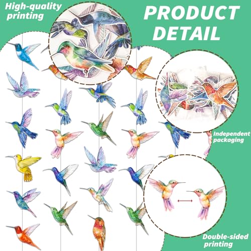 Hummingbird Birthday Party Decorations - Set of 6 Colorful Garlands