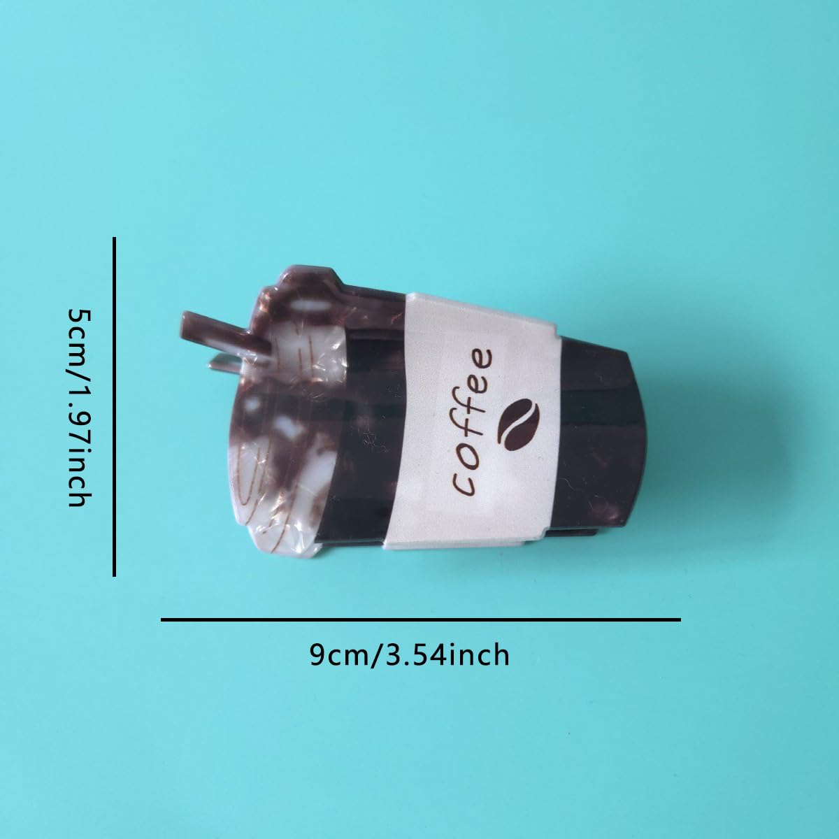 Funny Acrylic Black Coffee Hair Clips,Acrylic Coffee Claw Clip,Small Claw Clip for Women