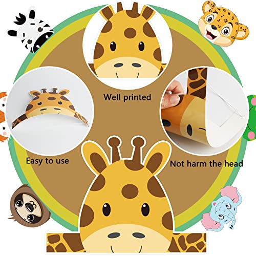 12 Jungle Safari Birthday Paper Crowns for Kids Party