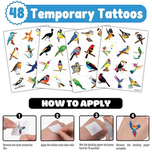 72-Pack Bird Birthday Party Favors with 24 Balloons & 48 Pre-Cut Tattoos