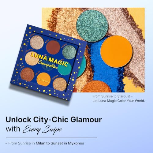 LUNA MAGIC Cosmopolitan Eyeshadow Palette - 9 Pigmented Matte & Shimmer Shades for Deep to Light Skin Tones, Vegan & Cruelty-Free