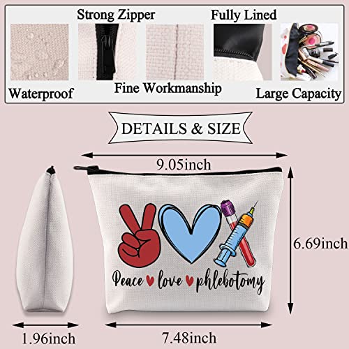 Peace Love Phlebotomy Makeup Bag - Gift for Phlebotomists & Nurses
