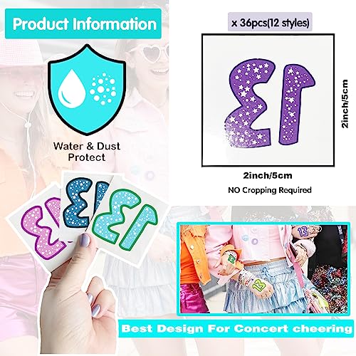 36 Pcs 13 Temporary Tattoos for Music Party & Gifts