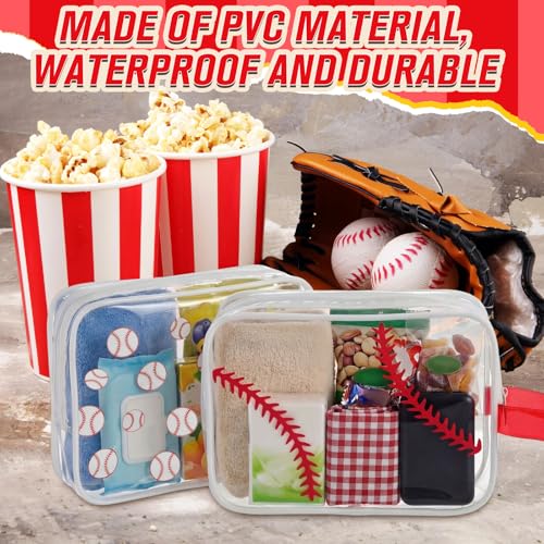 24 Pcs Baseball Clear Makeup Bags - Waterproof PVC Travel Pouch Organizer