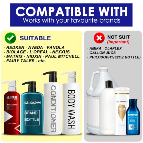 2-Pack Shampoo Pump Dispenser for 33.8 oz Bottles - Black & White