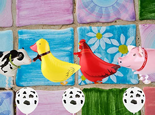 43pcs Farm Animal Balloons Set - Cow, Chicken, Duck, Pig Decorations