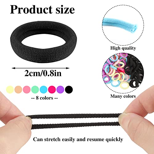 200Pcs Multicolor Baby Hair Ties - Soft Seamless Cotton Elastics