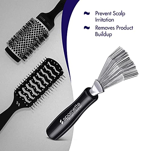 Spornette Hair Brush Cleaner Rake Tool - Ergonomic Design