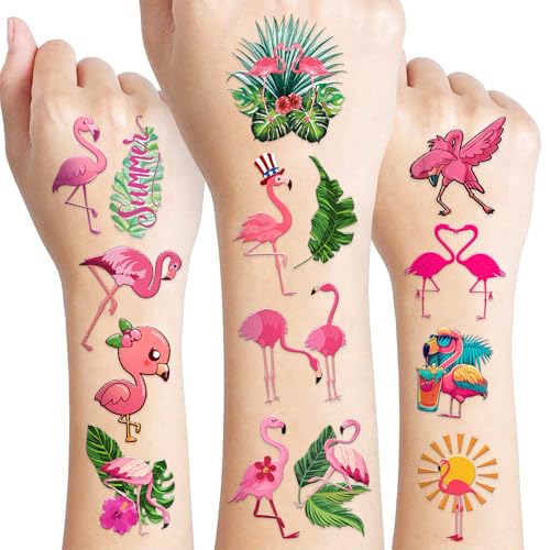 60 PCS Funny Flamingo Temporary Tattoos for Kids | Summer Party Favors