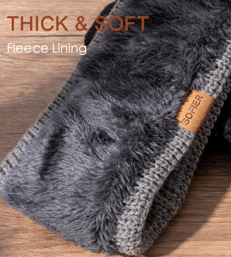 Sofier Women's Winter Headbands - 3 Pack Fleece Lined Ear Warmers (Black, Grey, Beige)