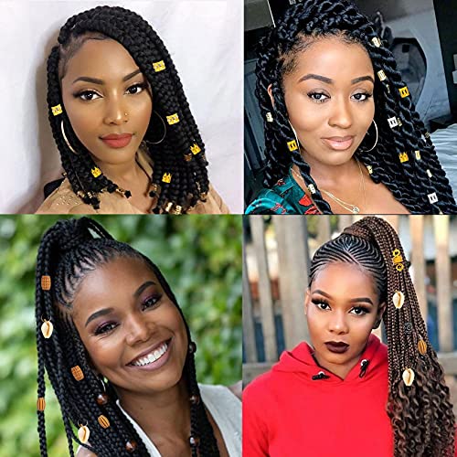 Jelyne 133 Pcs Hair Jewelry Set for Braids – Gold & Silver Locs Cuffs, Beads & Shell Charms