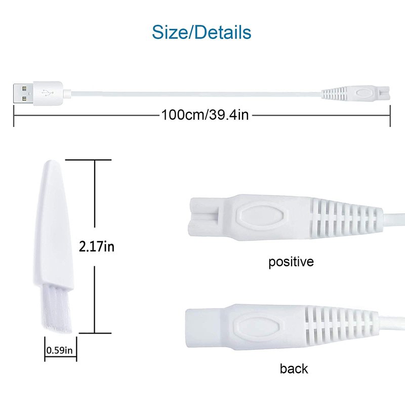 LinMei Shaver Charger Compatible with Finishing Touch Flawless Body Trimmer & Legs Hair Remover Electric Shaver USB Charging Cord with Cleaning Brush