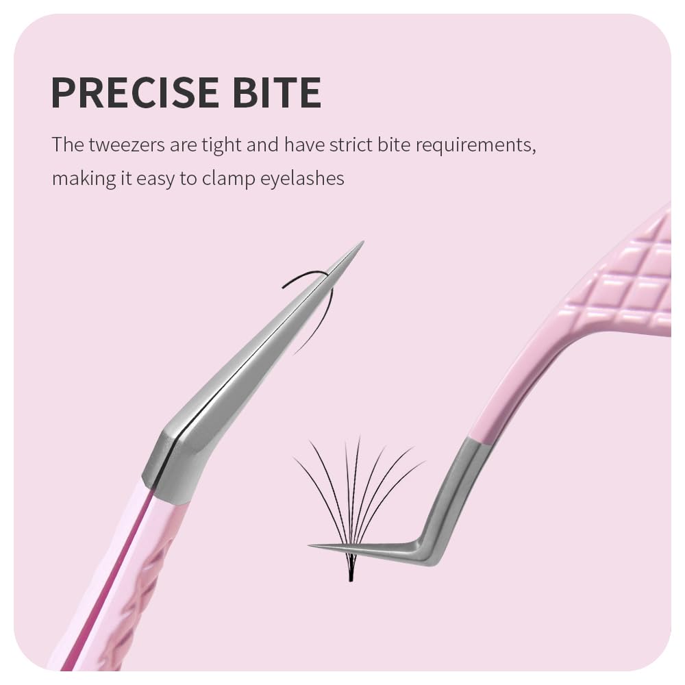 ANNAFRIS Eyelash Extension Tweezers,Fiber Tip Grip Boot Volume Lash Tweezers,Professional Pointed Lash Extension Tweezers for Easy Lash Application and Removal(4Pcs-F01/02/06/09)