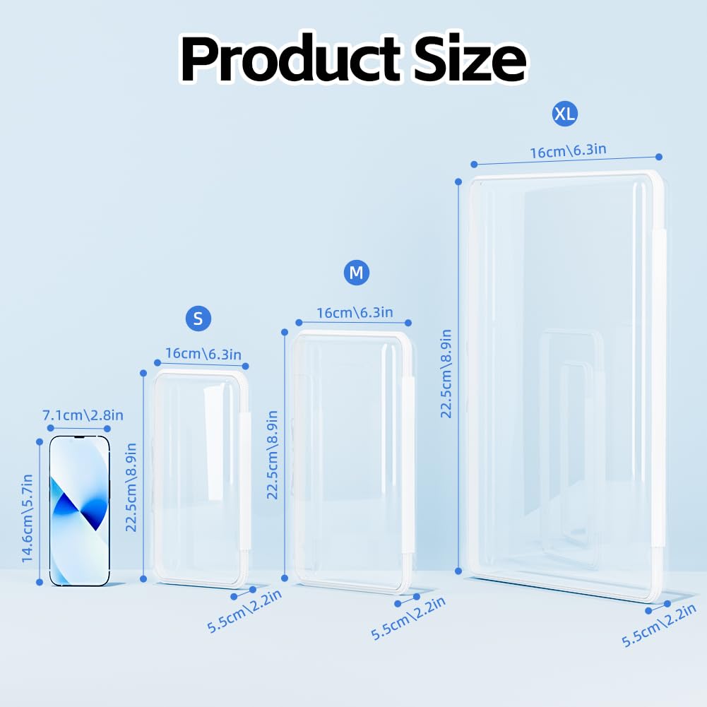 5 Pack Clear Hard Shell Zipper Case (2S,2M,XL), 1.2mm Crush-Proof Transparent Storage Pouches, Hard Plastic Packing Cubes & Organizer Bags for Travel, Pencil, Cosmetics, Toiletry, Toys Storage