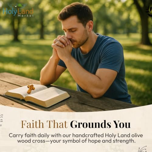 Olive Wood Pocket Cross 2.5 in | Handcrafted with Prayer Card