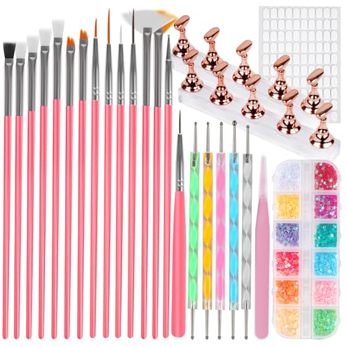 Vivinin 25PCS Professional Nail Art Tool Set with Brushes & Accessories