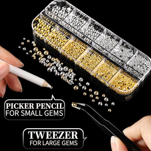 Gold Silver Nail Pearls & 3D Charms Kit for Nail Art, Embellishments