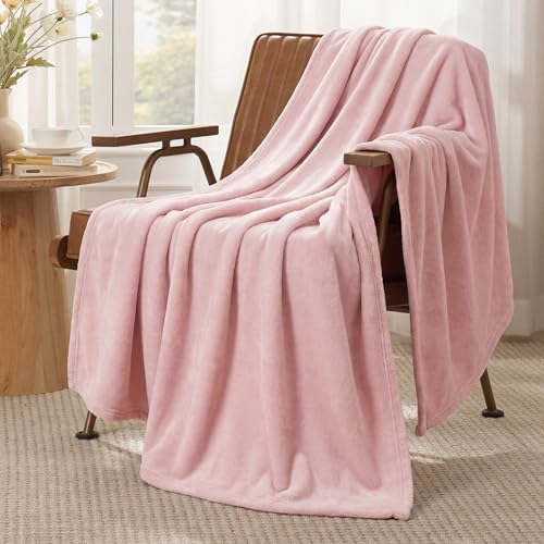 Bedsure GentleSoft Pink Throw Blanket - 50x60 Inches Cozy Fleece