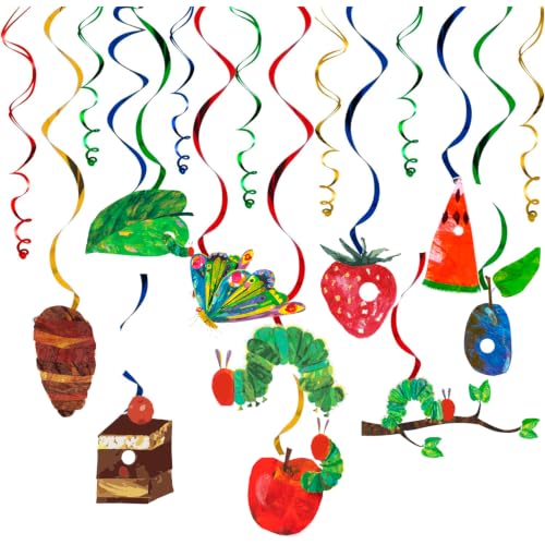 Hungry Caterpillar Hanging Swirl Decorations - 40pcs Birthday Party Supplies