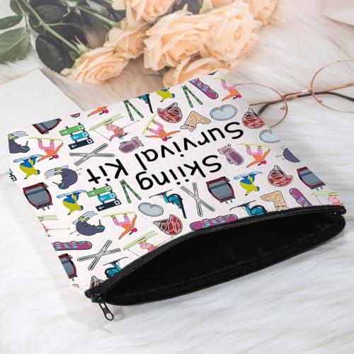 POFULL Skiing Survival Kit Makeup Bag for Women - Winter Sport Cosmetic Organizer