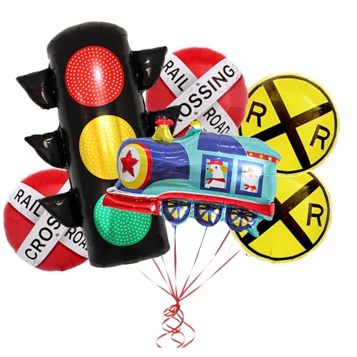 Train Balloon Decoration Set - 6PC Railway Party Supplies