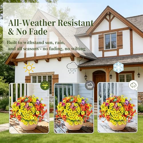 20 Bundles UV-Resistant Artificial Fall Flowers with Butterflies