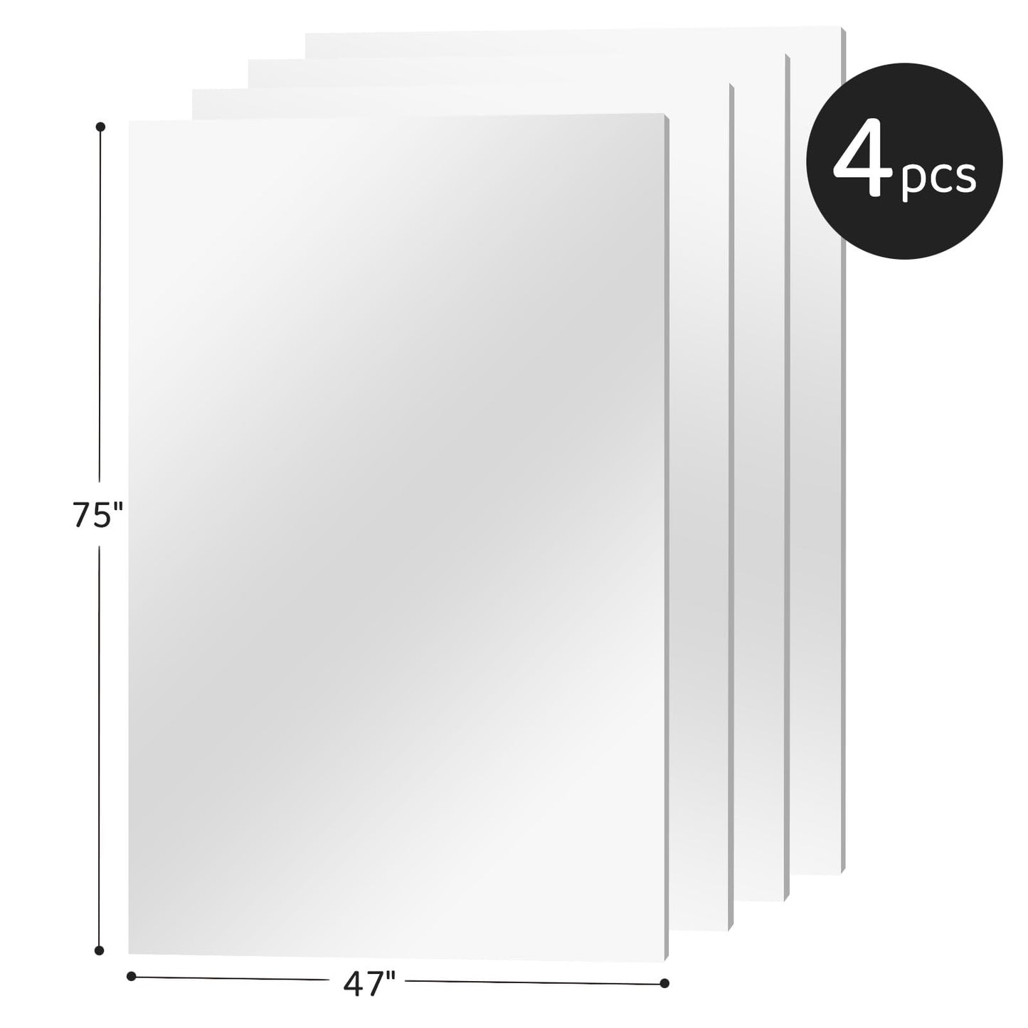 brisafe Gym Mirror, 75"x47" 4-Pack Shatterproof Nano Wall Mirror