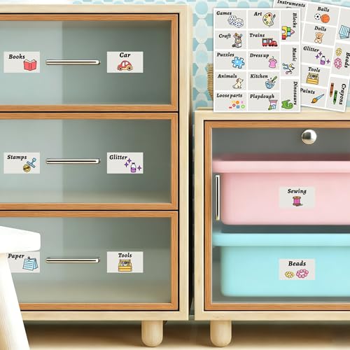 MOSITU Toy Bin Labels with Pictures - Colorful Storage Decals for Kids
