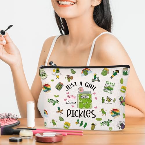Just a Girl Who Loves Pickles - Funny Cosmetic Bag for Women, Pickle Lover Gift Travel Toiletry Organizer