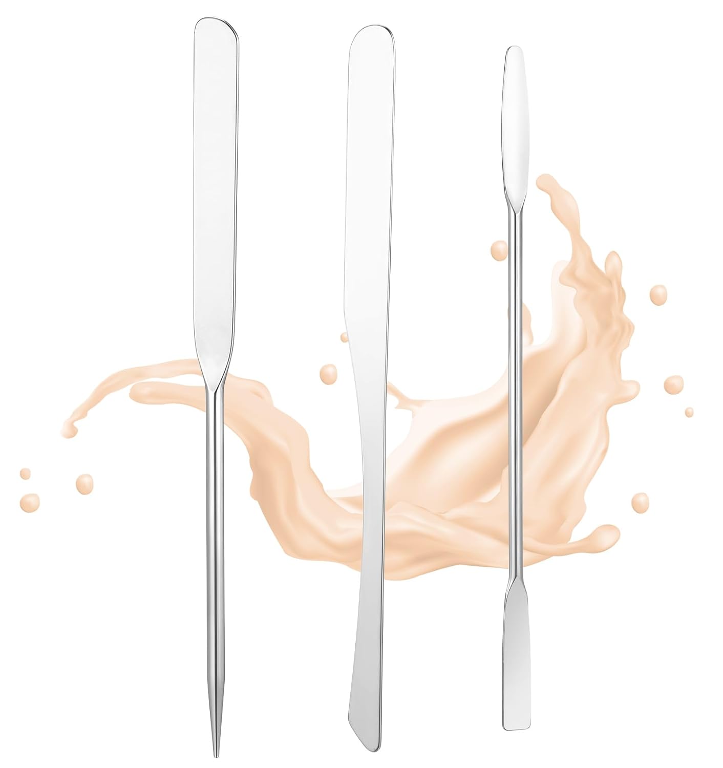 Stainless Steel Foundation Spatula Set - 3 Pcs Makeup Mixing Tool for Even Application | Easy to Clean