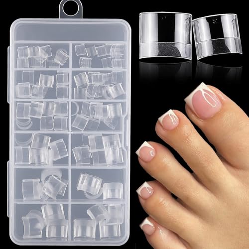 AddFavor 240pcs Half Cover Clear Gel Toe Nail Tips - Square Matte