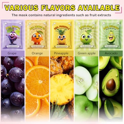 10 Pack Fruit Face Masks - Hydrating Skincare for Kids & Teens
