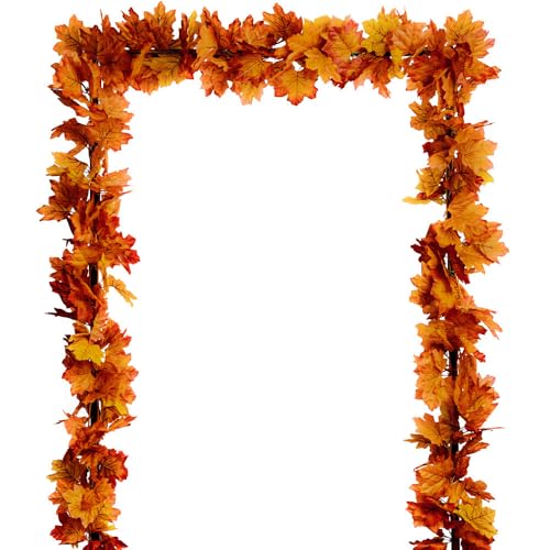 Set of 3 Artificial Fall Leaf Garlands - 18 ft Maple Decor