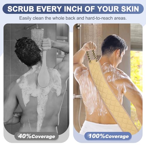 Eaxun 38.5 Inch Exfoliating Back Scrubber with Dual Handles