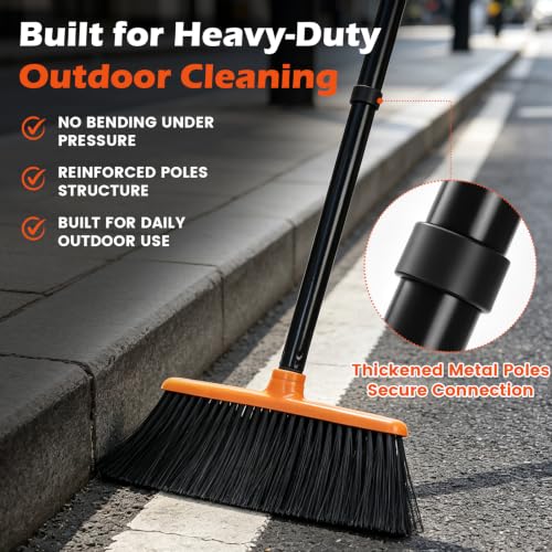 Heavy Duty Outdoor Broom with 50" Long Handle for Efficient Cleaning