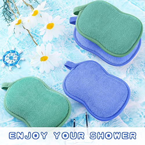 Tatuo 4 Pcs Baby Bath Sponge Set - Soft Shower Sponges in Green & Blue