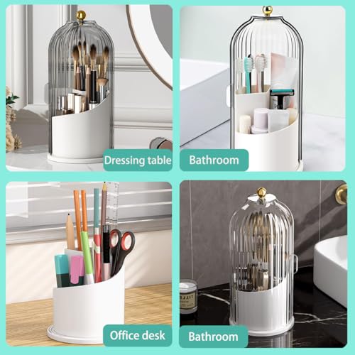 Wattlink 360° Rotating Makeup Brush Holder with Dustproof Lid